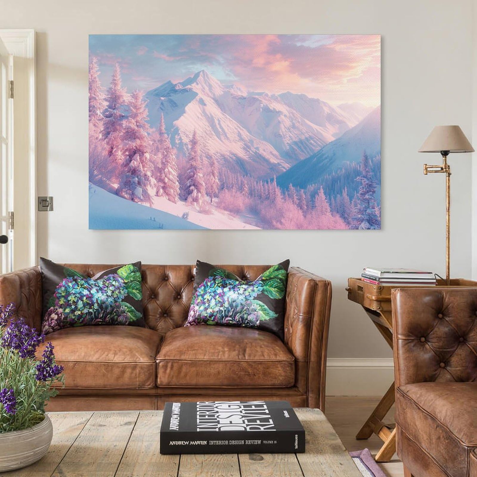 Amazon.co.jp: 絵画 冬の雪山の風景インテリア 絵画 魅力的な雪山